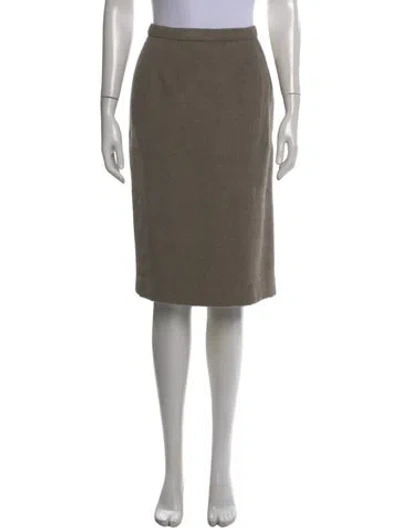 Pre-owned Oscar De La Renta Wool Knee-length Skirt In Neutral