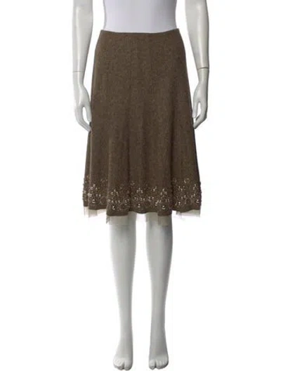 Pre-owned Oscar De La Renta Wool Knee-length Skirt In Neutral