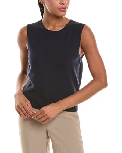 Oscar De La Renta Wool Knit Tank Top In Blue