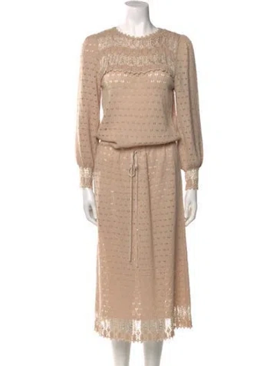 Pre-owned Oscar De La Renta Wool Long Dress In Neutral