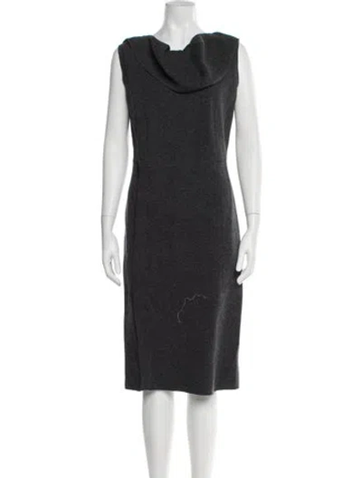 Pre-owned Oscar De La Renta Wool Midi Length Dress In Black