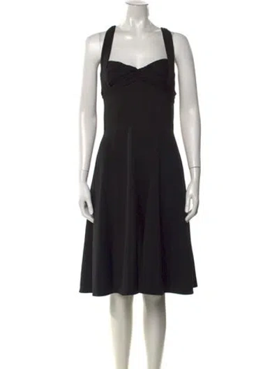 Pre-owned Oscar De La Renta Wool Midi Length Dress In Black