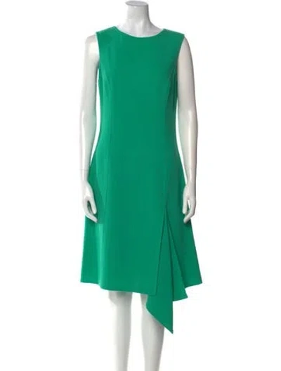 Pre-owned Oscar De La Renta Wool Midi Length Dress In Green