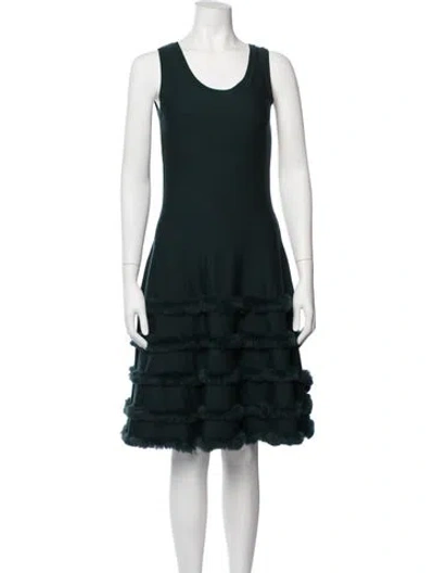 Pre-owned Oscar De La Renta Wool Midi Length Dress In Green
