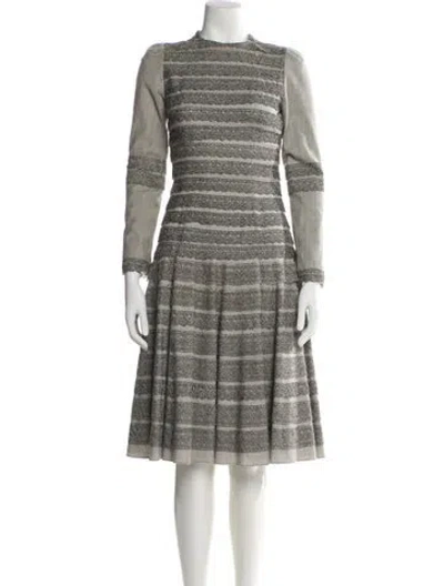 Pre-owned Oscar De La Renta Wool Midi Length Dress In Multi