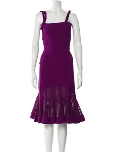 Pre-owned Oscar De La Renta Wool Midi Length Dress In Purple