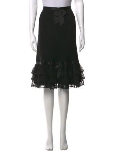 Pre-owned Oscar De La Renta Wool Midi Length Skirt In Black