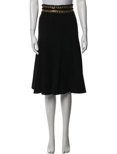 Pre-owned Oscar De La Renta Wool Midi Length Skirt In Black