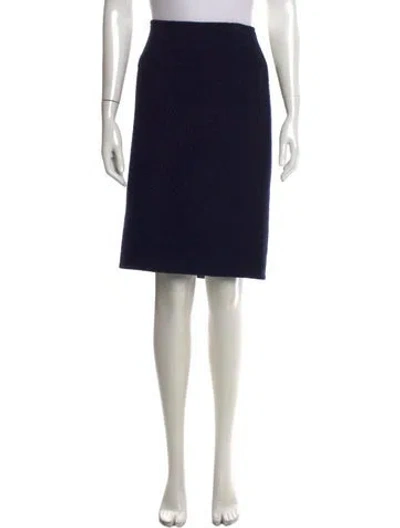 Pre-owned Oscar De La Renta Wool Midi Length Skirt In Blue
