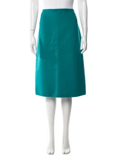 Pre-owned Oscar De La Renta Wool Midi Length Skirt In Blue