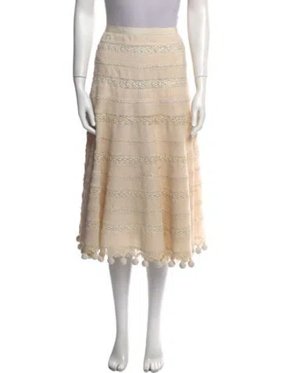 Pre-owned Oscar De La Renta Wool Midi Length Skirt In Neutral