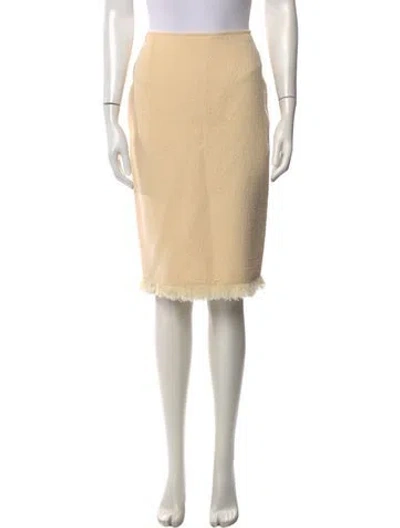Pre-owned Oscar De La Renta Wool Midi Length Skirt In Neutrals