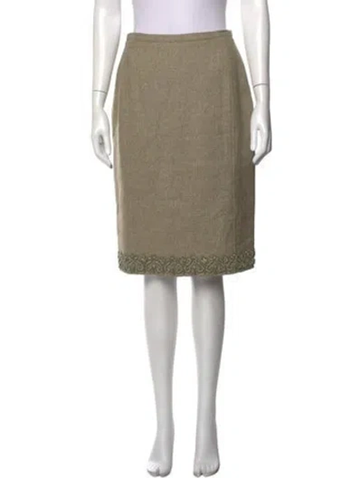 Pre-owned Oscar De La Renta Wool Midi Length Skirt In Neutrals