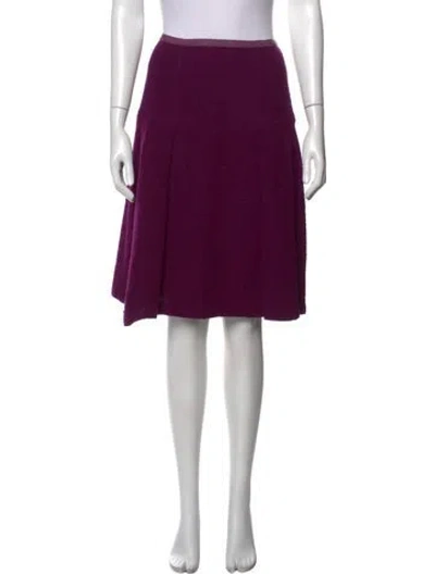 Pre-owned Oscar De La Renta Wool Midi Length Skirt In Purple