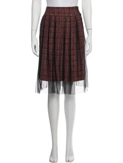 Pre-owned Oscar De La Renta Wool Midi Length Skirt In Red