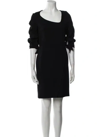 Pre-owned Oscar De La Renta Wool Mini Dress In Black