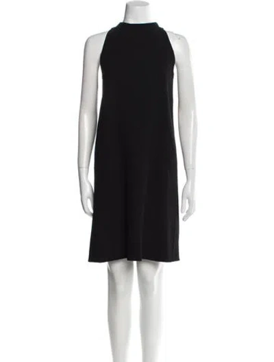 Pre-owned Oscar De La Renta Wool Mini Dress In Black