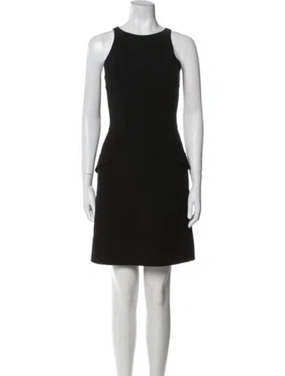 Pre-owned Oscar De La Renta Wool Mini Dress In Black
