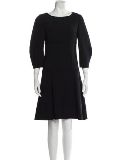Pre-owned Oscar De La Renta Wool Mini Dress In Black