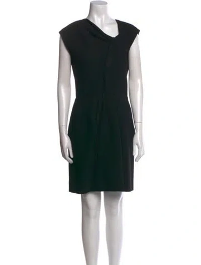 Pre-owned Oscar De La Renta Wool Mini Dress In Black