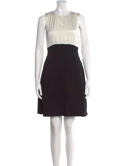 Pre-owned Oscar De La Renta Wool Mini Dress In Black