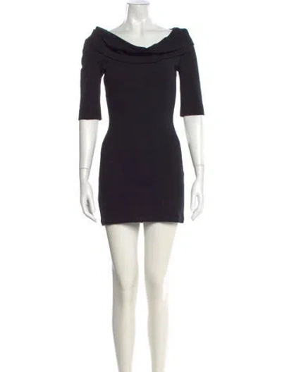 Pre-owned Oscar De La Renta Wool Mini Dress In Black