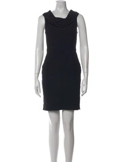 Pre-owned Oscar De La Renta Wool Mini Dress In Black