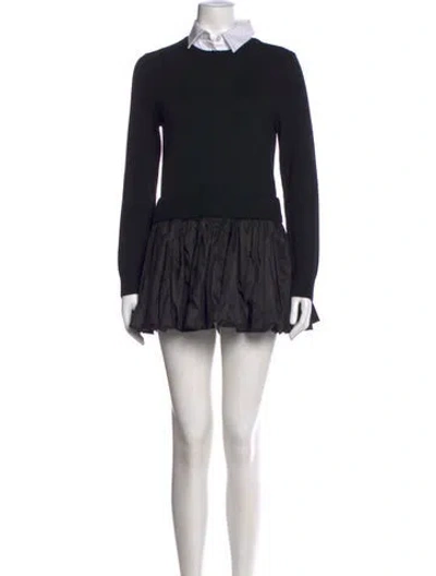 Pre-owned Oscar De La Renta Wool Mini Dress In Black
