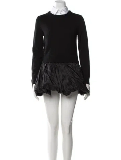 Pre-owned Oscar De La Renta Wool Mini Dress In Black
