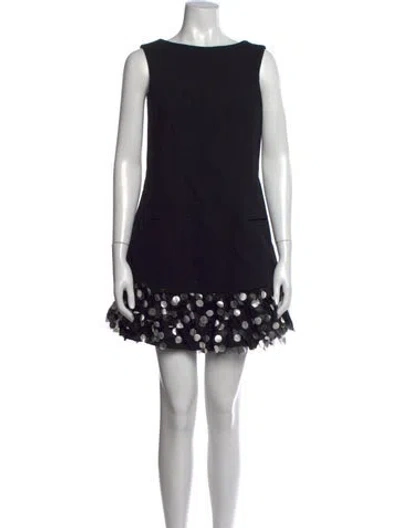 Pre-owned Oscar De La Renta Wool Mini Dress In Black