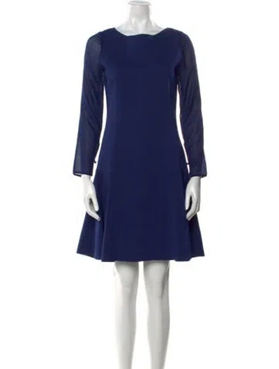 Pre-owned Oscar De La Renta Wool Mini Dress In Blue