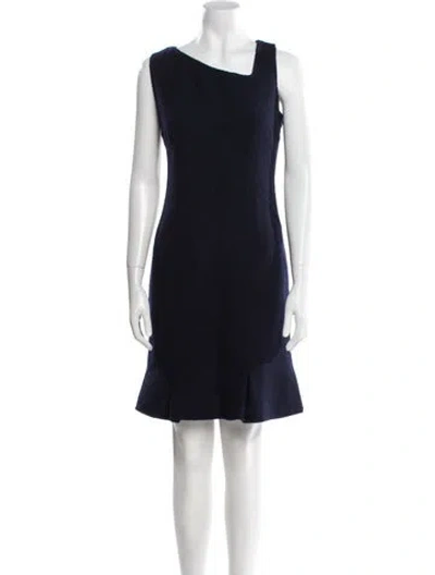 Pre-owned Oscar De La Renta Wool Mini Dress In Blue