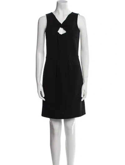 Pre-owned Oscar De La Renta Wool Mini Dress In Blue