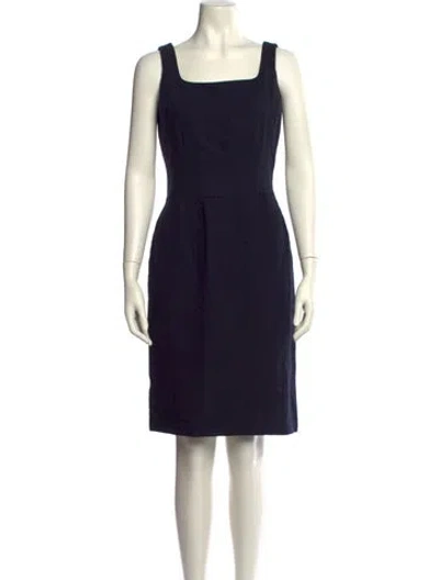 Pre-owned Oscar De La Renta Wool Mini Dress In Blue