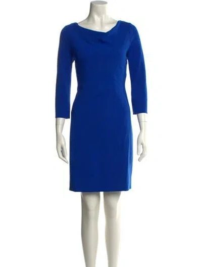 Pre-owned Oscar De La Renta Wool Mini Dress In Blue