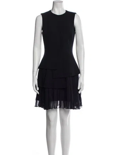 Pre-owned Oscar De La Renta Wool Mini Dress In Blue