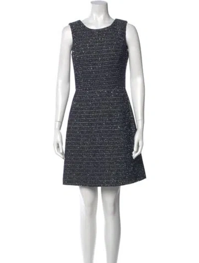 Pre-owned Oscar De La Renta Wool Mini Dress In Blue