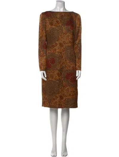 Pre-owned Oscar De La Renta Wool Mini Dress In Brown
