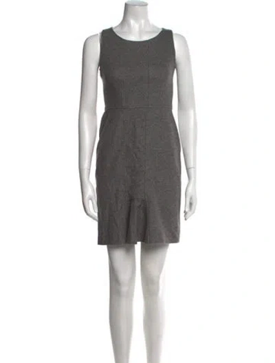Pre-owned Oscar De La Renta Wool Mini Dress In Gray