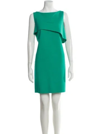 Pre-owned Oscar De La Renta Wool Mini Dress In Green