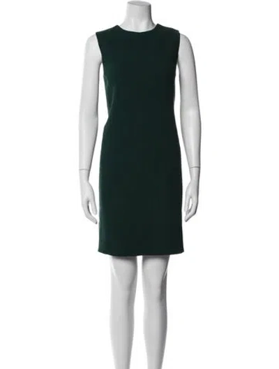 Pre-owned Oscar De La Renta Wool Mini Dress In Green