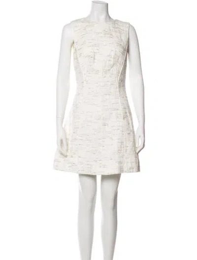 Pre-owned Oscar De La Renta Wool Mini Dress In Neutral