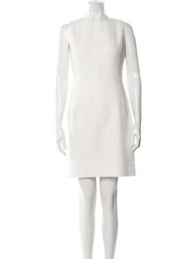 Pre-owned Oscar De La Renta Wool Mini Dress In Neutral