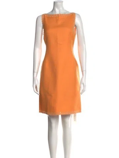 Pre-owned Oscar De La Renta Wool Mini Dress In Orange