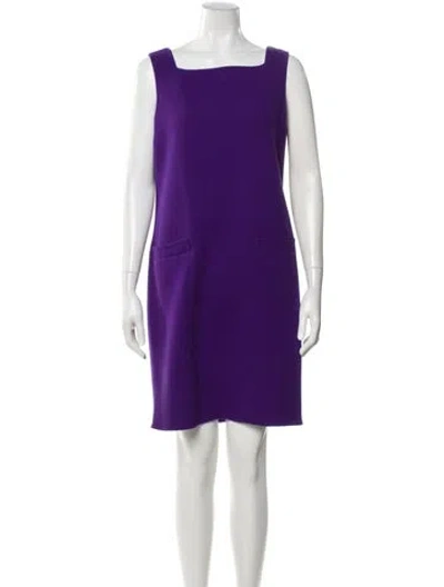 Pre-owned Oscar De La Renta Wool Mini Dress In Purple