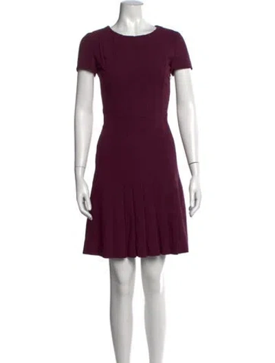 Pre-owned Oscar De La Renta Wool Mini Dress In Purple