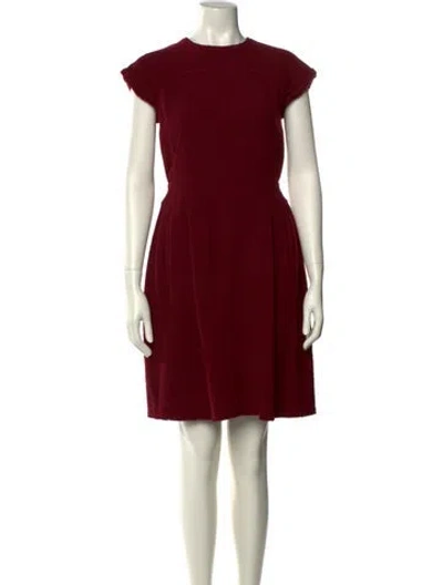 Pre-owned Oscar De La Renta Wool Mini Dress In Red