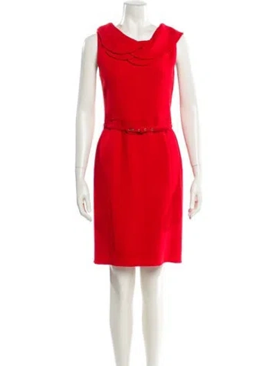Pre-owned Oscar De La Renta Wool Mini Dress In Red