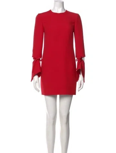 Pre-owned Oscar De La Renta Wool Mini Dress In Red
