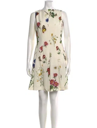 Pre-owned Oscar De La Renta Wool Mini Dress In White
